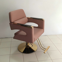 Chaise de barbier de luxe en acier inoxydable plaqué or, pour salon de coiffure et institut de beauté, réglable en hauteur, avec pompe hydraulique robuste et rotation à 360 degrés