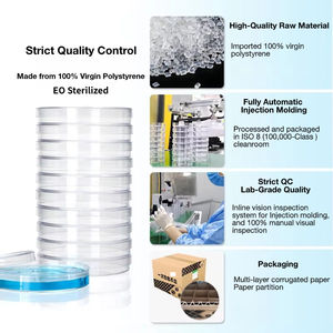 Cawan Petri plastik sekali pakai, 60mm steril dengan tutup makanan budaya sel bulat perawatan TC untuk pertumbuhan sel - Product Image 3