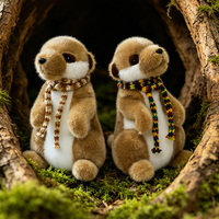 Peluche Marmotte Personnalisée avec Logo, Jouet en Peluche Réaliste avec Écharpe Tricotée, Vente en Gros Direct Usine, Souvenir du Zoo