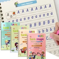 Carnet de Calligraphie Magique en Carton pour Entraînement, Lot de 4 Cahiers d'Écriture Anglaise pour Enfants, Livre d'Impression Calligraphique 20cm