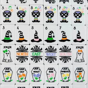 Juego de Mahjong Americano LANJO Spooky Witch Pumpkin, Portátil, de Plástico, 2 Capas, de Lujo, con Fichas de Halloween para 4 Jugadores, Noche de Juegos - Product Image 4