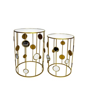 Lander thiết lập của 2 bán buôn kim loại sắt Vòng bảng bên tùy chỉnh vàng hiện đại Bàn cà phê cho phòng khách - Product Image 2