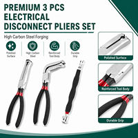 Jeu de 3 pinces à bec long et à mâchoires dentelées en acier à haute teneur en carbone pour déconnexion électrique, outil de démontage de connecteurs automobiles et de conduites de carburant
