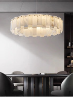 Lustre postmoderne tout en cuivre, design créatif minimaliste pour salon, salle à manger, chambre à coucher, lampe en marbre naturel et en cuivre.