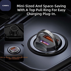 อะแดปเตอร์โทรศัพท์ในรถยนต์แบบซ่อนพอร์ตคู่ USB Type C กำลังไฟ 30W PD ชาร์จเร็ว พร้อมห่วงดึง สำหรับ 16 เครื่อง - Product Image 5