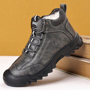 Botas de Nieve para Hombre, Invierno, Altura al Tobillo, Cuero Dividido, Forro de Felpa, Suela de Goma Antideslizante, Cálidas, Punta Redonda, Entresuela de EVA - Product Image 1
