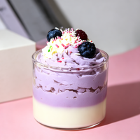 Kreative Fruchtcreme-Kuchen-Form Handgemachte Ungiftige Duftkerze im Glasgefäß Aromatherapie Wohndekor für Feiertage und Geburtstage