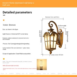 Antique Villa Cour LED Applique Murale Américaine Extérieure Étanche Couloir Lampe avec Corps PC Forme Cylindre pour Porte de Cour - Product Image 2