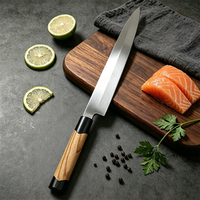 Ensemble de couteaux de chef modernes MEIJI Waikin, 10 pièces, manche en bois, lames japonaises pour filet de poisson et sushi (acier au carbone), écologiques, finition haute brillance