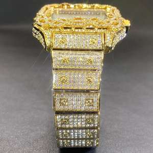 Montre à quartz pour homme en moissanite, style Hip-Hop, cadran Ice Thorn, zircon incrusté, carrée, entièrement sertie de diamants, en métal et acrylique - Product Image 6