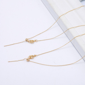 Kalung Emas Asli 14k Rantai Kalung yang Dapat Disesuaikan dengan Cincin Pegas untuk Pria Wanita Perhiasan Kalung Rantai - Product Image 2