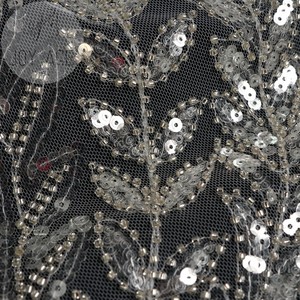 Bridal Wedding Sang Trọng Sequin Thêu Trắng Couture Net Ren Dresses Vải Với Hạt Thiết Bị Tua - Product Image 5