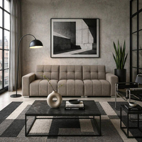 Canapé d'angle carré moderne de luxe avec revêtement en tissu pour salon, appartement, villa ou hôtel, design modulaire élégant