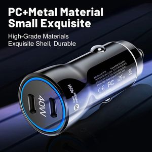40W Dual <b>Usb</b> <b>C</b> Port Car Charger <b>Usb</b> Type <b>C</b> Fast Charging Car Phone <b>Adapter</b> for Phones - Product Image 3