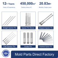 Pasador Expulsor Recto de Acero al Carbono 70, Estándar DME, 0.8~1.9/2.1~2.4/2.6~2.9mm, HRC50~54, para Moldeo por Inyección, Rectificado con Precisión