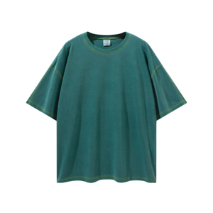 2021 Summer <strong>Mens</strong> New Design Contrast Color Stitching <strong>Grey</strong> Acid Wash Cotton t <strong>Shirts</strong> Oversized Washed T-<strong>shirt</strong> - Product Image 5