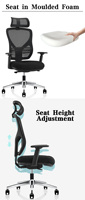 Chaise de bureau ergonomique de direction de luxe confortable à dossier haut en maille réglable en hauteur avec support lombaire