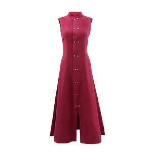 เดรสยาวทรงเอแขนกุดสีพื้นเรียบหรูสำหรับผู้หญิง - Product Image 4