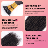 RXHAIR Cheveux Bruts Vierges Afro Crépus Bouclés I Tip Extensions de Cheveux Humains I Tips Microlinks Cheveux Brésiliens I Tip