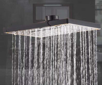 Noir et or espace aluminium ensemble de douche pluie salle de bain douche mitigeur robinet montage mural chaud froid douche Kit