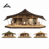 Tente de luxe BOTEEN 1050g avec membrane tensile, trois portes en bois, quatre saisons, double couche, deux chambres, salon, écologique