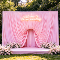 Backdrop Pernikahan Outdoor Kain Pink, Pipa dan Tirai untuk Dekorasi Area Sambutan Acara Pesta, Promo Hot Sale