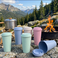 Gobelet à café réutilisable en paille de blé écologique avec couvercle anti-fuite - 350 ml, tasse de voyage portable pour la maison, le bureau et la voiture