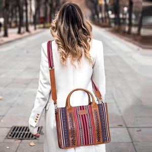 Wholesale Women's <b>Leather</b> and Canvas Shoulder <b>Bag</b> Large Capacity Crossbody Handbag Fashion Laptop <b>Work</b> Tote for Business Travel - Product Image 5