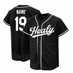 Custom Embroidered Mens Baseball Jersey Button Up Shirts Short Sleeve <b>Hip</b> Hop Tees Lightweight Polyester Mesh Sports Uniforms - Product Image 1