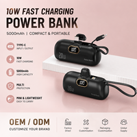 Câble de charge USB-C 5000 mAh compact et portable pour téléphone – Batterie externe d'urgence rapide et mini
