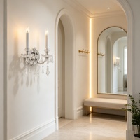 Applique murale LED décorative de luxe en cristal taillé à la main, design en verre fait main, pour villa, hôtel, chambre et salon