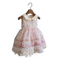 Nouvelle robe d'été pour filles en dentelle rose avec nœud papillon - Robe de princesse sans manches Lolita