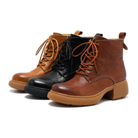 Bottes mi-mollet pour femmes en daim avec doublure en cuir véritable, légères, confortables, respirantes, imperméables, à fermeture éclair latérale et à lacets