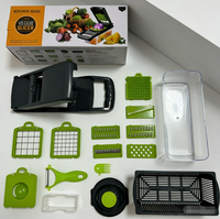 Accessoires de cuisine en gros d'usine, coupe-légumes multifonctionnel 16 en 1, hachoir à oignons, mandoline, trancheuse à légumes