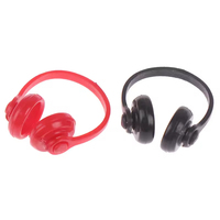 Juego de auriculares en miniatura para decoración de escena de sala de ordenadores de casa de muñecas 1 12, color negro y rojo