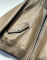 Veste en cuir d'agneau véritable marron pour homme, style décontracté, coupe-vent et respirante, motif à pois, directement de l'usine, marque de luxe (dupe)