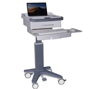 Tinggi dapat disesuaikan plastik ABS ponsel komputer Workstation Rolling Laptop keperawatan medis troli komputer rumah sakit