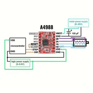 Module de pilote de moteur pas à pas compatible avec dissipateur thermique A4988 pour cartes et kits de développement Reprap d'imprimantes 3D - Product Image 4