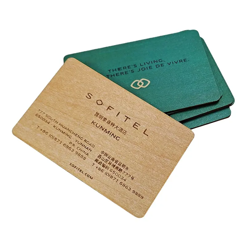 Smart riciclabile stampa personalizzata Nfc Wood Hotel Key Card Business Bamboo Wood Rfid Card