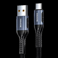 Câble de charge rapide USB-A vers USB-C 66W 6A en nylon tressé noir SAMZHE 1m pour appareils iOS et batteries externes