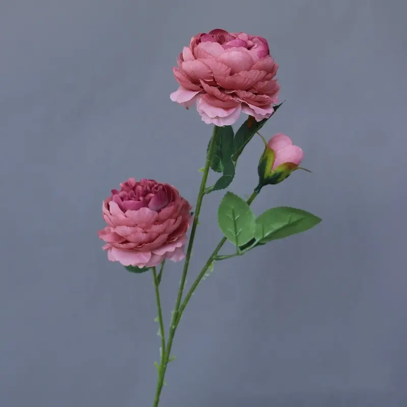 Artificial Flowers Peony Spray 3 Heads Silk Flower Faux Flowers Vintage for Wedding Home Kitchen Decoration