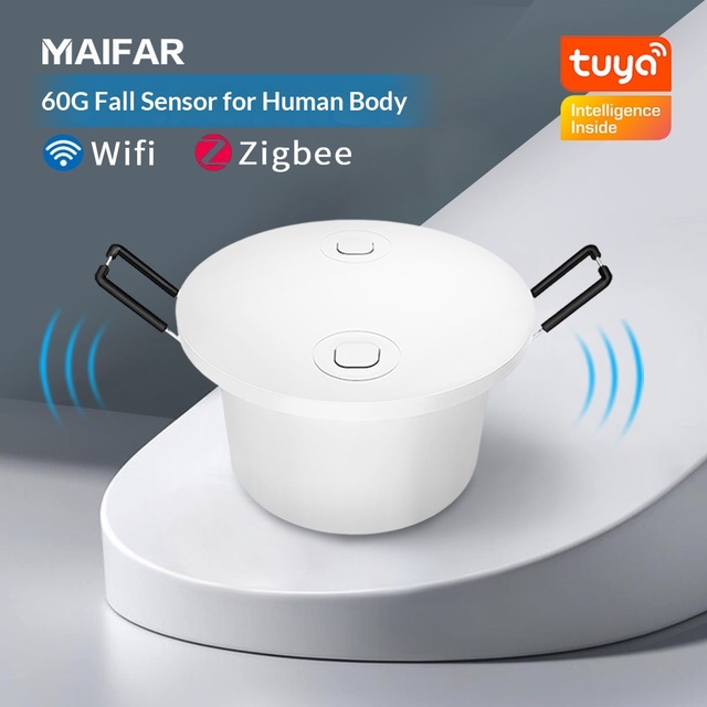 Tuya Zigbee Smart WiFi Millimeter Wave Radar Fall Detection Sensor for Elderly Real-time Heart Rate and Breath Monitoring Alarm
