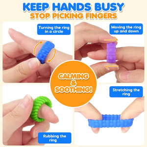 Hugebirds New 6 <b>Pack</b> Unisex <b>Fidget</b> Sensory Rings Soft Food Grade Silicon Toys for Kids with Autism Calming - Product Image 4
