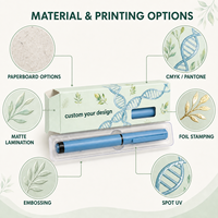 Boîte d'emballage personnalisée pour stylos injecteurs, en carton recyclable avec fenêtre et insert de protection