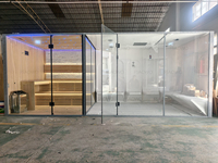 Salle de hammam humide haut de gamme, salle de sauna sec en bois de pruche, salle de sauna au sel de l'Himalaya pour 8 à 12 personnes avec contrôle Wi-Fi à distance