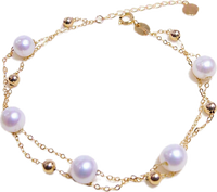 Bracelet en perles d'eau salée Akoya à double rangée entièrement serties en or 18 carats de 6 à 6,5 mm pour femmes, élégant, luxueux, cadeau idéal