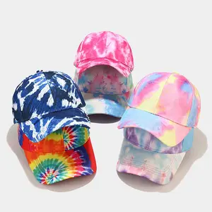 New trend customized printed tie dye cap custom embroidery baseball hats