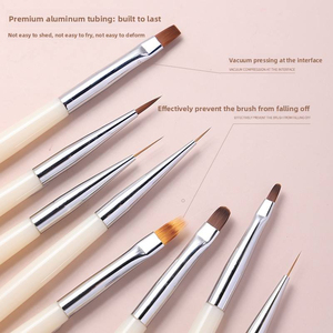 8Pcs Milk White Acrylic Handle Nail Brush Set Japanese Style Gradient Blending Line Drawing Gel Painting Tool for Nail Salon - Product Image 4