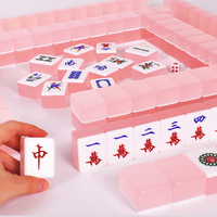 Série Clear Jelly - Kit de Mahjong en acrylique style Guangdong - Tuiles en cristal résistantes à l'usure - Impression personnalisée acceptable pour les jeux d'échecs