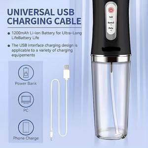 Irrigador dental eléctrico portátil con tanque de 230 ml, recargable, para adultos, negro, cuatro boquillas - Product Image 4